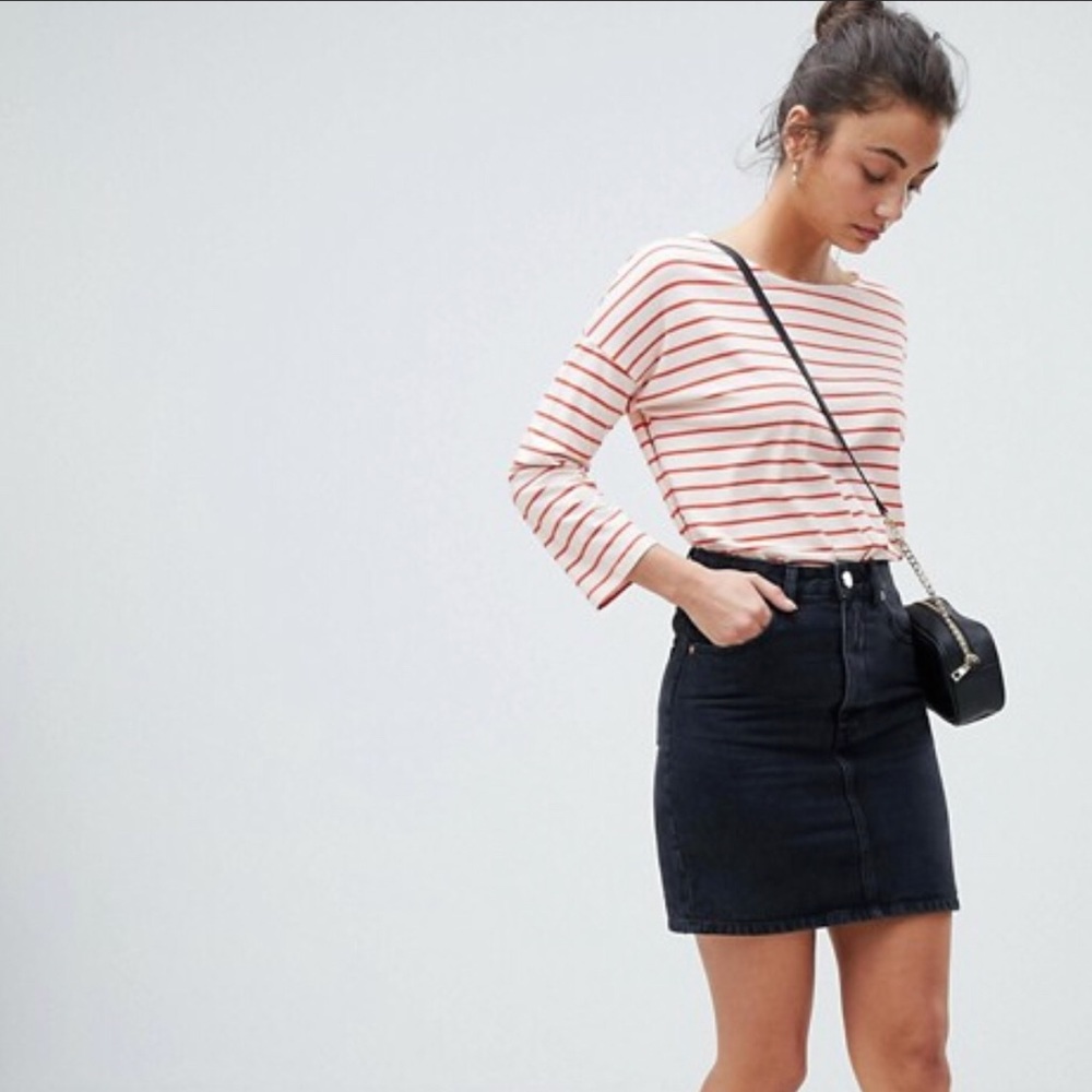 ASOS DARK WASH HIGH-RISE DENIM SKIRT